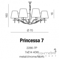 Люстра підвісна Azzardo Princessa 7 AZ0725 хром, бежева тканина
