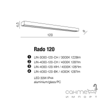 Подсветка для зеркал Azzardo Rado 120 LED 30W 3000K IP44 AZ2078 хром