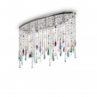Люстра стельова Ideal Lux Rain 105239 арт-деко, кольоровий, хром, кришталеві підвіски, метал
