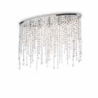 Люстра стельова Ideal Lux Rain 008455 арт-деко, прозорий, хром, кришталеві підвіски, метал