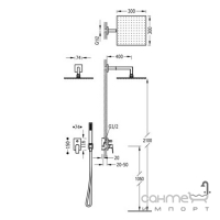 Душева система прихованого монтажу Tres Project-Tres 211.980.91.AC нержавіюча сталь