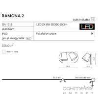 Настінний світильник Azzardo Ramona 2 Switch LED 12W 3000K AZ2563 чорний
