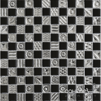 Мозаика 30x30 Grand Kerama Шахматка Черный Платина с Рисунком 2169
