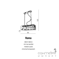 Люстра подвесная Azzardo Roma AZ1510 хром, прозрачный хрусталь