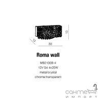 Настенный светильник Azzardo Roma wall AZ1511 хром, прозрачный хрусталь