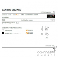 Спот Azzardo Santos Square LED 12W 3000K AZ3523 чорний