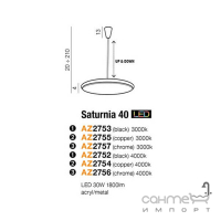 Светильник подвесной Azzardo Saturnia 40 3000K LED 30W AZ2753 черный