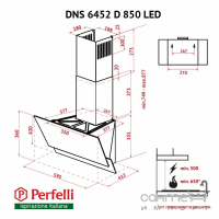 Наклонная вытяжка Perfelli Fideo DNS 6452 D 850 BL LED черное стекло
