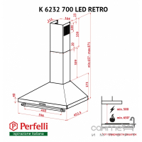 Кухонная вытяжка Perfelli Campanelle K 6232 IV 700 LED RETRO эмаль айвори/бронза