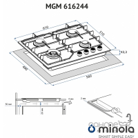 Газовая варочная поверхность Minola MGM 616224 BL матовая черная эмаль