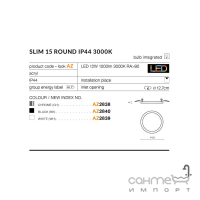 Точечный светильник для ванной Azzardo Slim Round 15 LED 12W 3000K AZ2840 черный