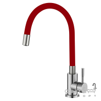 Змішувач для кухні з гнучким виливом Venta VA3011E-Red червоний/нержавіюча сталь