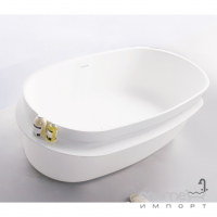 Ванна зі штучного каменю з сифоном та поличкою Volle Solid Surface 12-40-054 біла