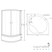 Полукруглая душевая кабина Lidz Latwa SC80x80.SAT.HIGH.GR высокий поддон, серое тонированное стекло