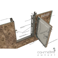 Сталевий ревізійний люк з двома дверцятами по горизонталі, під плитку, на 3D-петлях VHID Regulator за індивідуальними вимірами