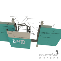 Сталевий ревізійний люк під плитку з двома дверцятами по вертикалі VHID Slide 300 мм