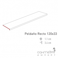 Керамогранитная ступень для улицы 33x120 Mayor Amazonia Peldano Recto Out M-739 Canela Коричневый