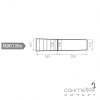 Борт із заокругленням, радіус 2 м. Mayor Cupira Borde Creta Radio Ref. BPCR RE02 33x12, 8х11, 5 M-756 Marengo Сірий