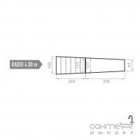 Борт із заокругленням, радіус 4 м Mayor Cupira Borde Creta Radio Ref. BPCR RE04 33x12, 7х9, 7 M-756 Marengo Сірий