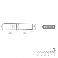 Решётка с закруглением, радиус 4 м Mayor Cupira Rejilla RJ67 Curva RI04 24,5x13,2х12,5 M-782 Marengo Серый