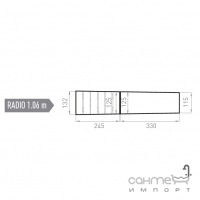 Решётка с закруглением, радиус 1,06 м Mayor Cupira Rejilla RJ67 Curva RE01 24,5x13,2х12,5 M-782 Marengo Серый