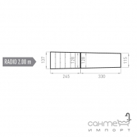 Решётка с закруглением, радиус 2 м Mayor Cupira Rejilla RJ67 Curva RE02 24,5x13,7х12,8 M-782 Marengo Серый