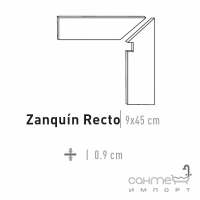 Бічна обробка для сходів, правостороння 9x45 Mayor Amazonia Zanquin Recto Derecho M-743