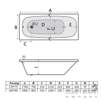 Ванна акриловая Volle Orlando TS-1883540 180x80 белый