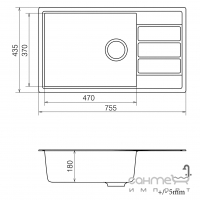 Кухонна мийка з кварцового каменю Vankor Easy EMP 02.76 XL кольору в асортименті