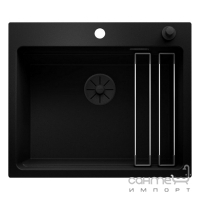 Гранітне кухонна мийка врізне Blanco Silgranit Etagon 6 Black Edition 526339 чорний матовий