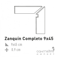 Боковая отделка для усиленных ступеней, правосторонняя 9x45 Mayor Woods Zanquin Completo Derecho M-750 Olivo Серый