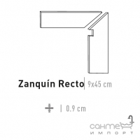 Боковая отделка для ступеней, левосторонняя 9x45 Mayor Stromboli Zanquin Recto Izquierdo M-743 Light Белый