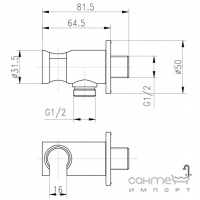 Шланговое подключение с держателем для ручного душа Q-tap CRM BH030 хром