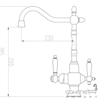 Змішувач для кухні з виливом для фільтрованої води з керамічною ручкою та орнаментом Zorg ZR 336-YF-50 Ac темна мідь