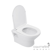 Подвесной безободковый унитаз с сидением slim softclose дюропласт Q-tap Lark QT0331159W белый