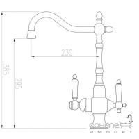 Змішувач для кухні з виливом для фільтрованої води з керамічною ручкою та орнаментом Zorg ZR 336-YF-50 Na червона мідь