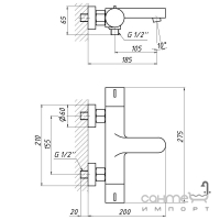Змішувач-термостат для ванни Q-tap Votice QTVOT30T1051GC хром