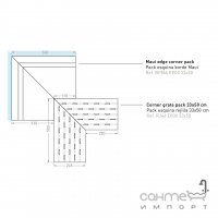 Борт для бассейна, внешний угол 33x50х2,5 Mayor Stromboli Borde Maui Pack Esquina Ref. BPMA EE00 M-748 Silver Сер.