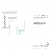 Борт для бассейна, внутренний угол 33x50х2,5 Mayor Stromboli Borde Maui Pack Esquina Ref. BPMA EI00 M-748 Silver Сер.