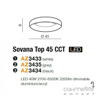 Люстра припотолочная Azzardo Sovana 45 CCT LED 40W AZ3435 серый