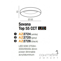 Люстра пристільна Azzardo Sovana 55 CCT LED 50W AZ2726 чорний