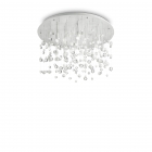 Люстра потолочная Ideal Lux Neve 101187 арт-деко, прозрачные подвески, хром, металл, белый матовый
