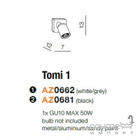 Спот Azzardo Tomi AZ0662 GU10 1x Max 50W черный, белый