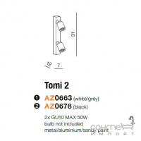 Спот Azzardo Tomi AZ0663 GU10 2x Max 50W черный, белый