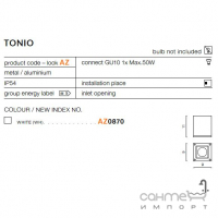 Светильник точечный Azzardo Tonio AZ0870 GU10 1x Max 50W белый