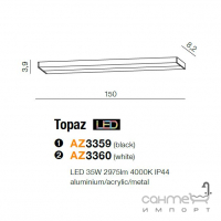 Світильник настінний вологостійкий Azzardo Topaz AZ3359 GU10 1x Max 50W чорний