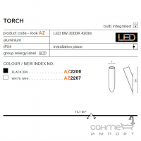 Светильник настенный Azzardo Torch AZ2206 6W 420lm 3000K черный