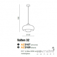 Люстра подвесная Azzardo Valten AZ3167 E27 1x Max 60W 