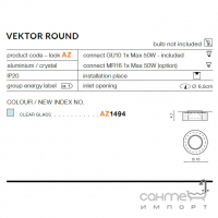 Точечный светильник Azzardo Vektor Round AZ1494 алюминий, прозрачный хрусталь