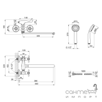 Смеситель для ванны с душевым гарнитуром Lidz Dominox LIDZCRM15140 хром